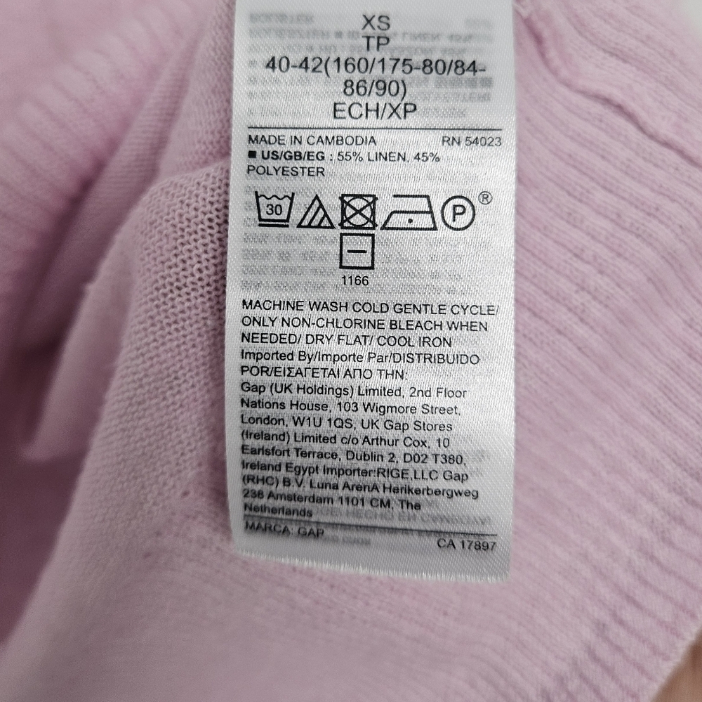 Gap Sz XS Cotton & Lenin Blend Women's Pink V-Neck Sweater - Picture 5 of 7